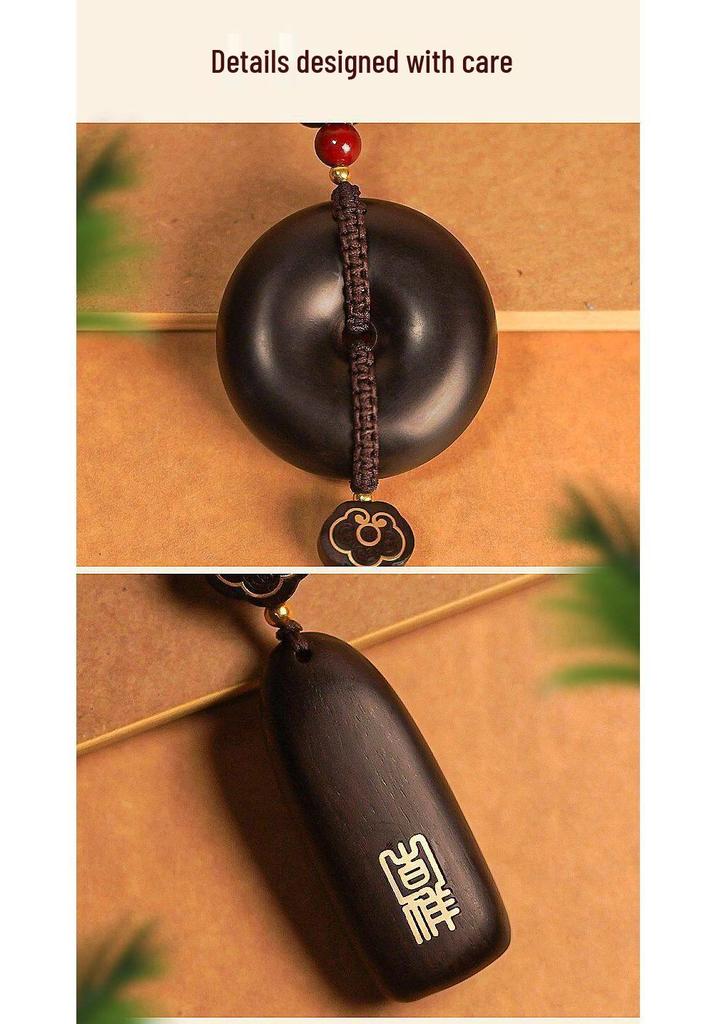 Red Sandalwood Ping An Kou Car Pendant - High-End Rearview Mirror Ornament for Men and Women