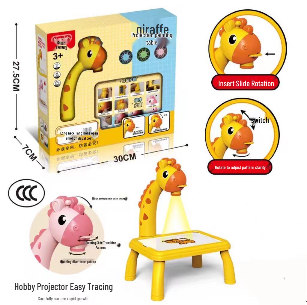Проекционный чертежный стол Zhile Little Deer: Многофункциональная мультяшная доска для граффити со звуком и светом для детей