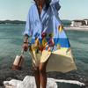 Women Summer Bohemian Dress Casual Print Shirt Dress For Women Fashion Long Sleeve Beach Hawaiian Cover Ups Dresses Clubwear Button Down
