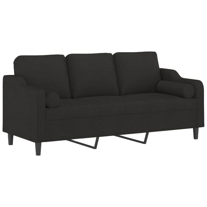 Maison Exclusive - Canapé 3 places avec oreillers décoratifs noir 180 cm tissu