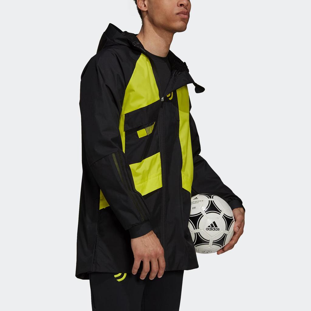 adidas Juventus Тренировочная куртка для путешествий Performance Футбольная серия для путешествий Удобная мягкая тканая куртка на молнии с передним карманом Мужская куртка Черная Лаймово-зеленая GR2910