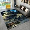 Exquisite Crystal Velvet Carpet 3D Magic Castle Scenic Area Rug Non-Slip Floor Mat for Living Room Bedroom Kitchen Decor