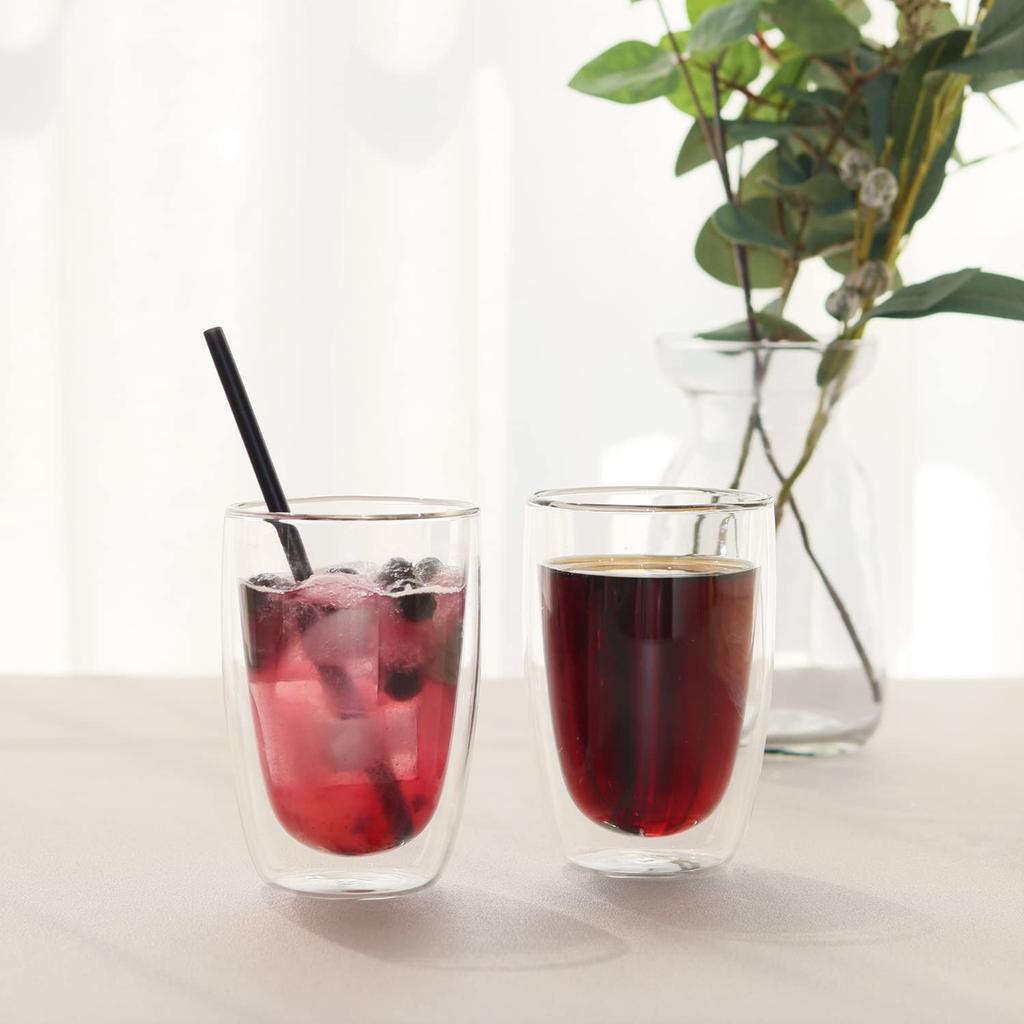 Dolce duo Double Wall Pair Keeps Glasses Hot or Gift Set Glasses, 230ml, Double-Walled, Heat-Resistant Glass, Heat-Retaining Cups, Cold, AQ-1640