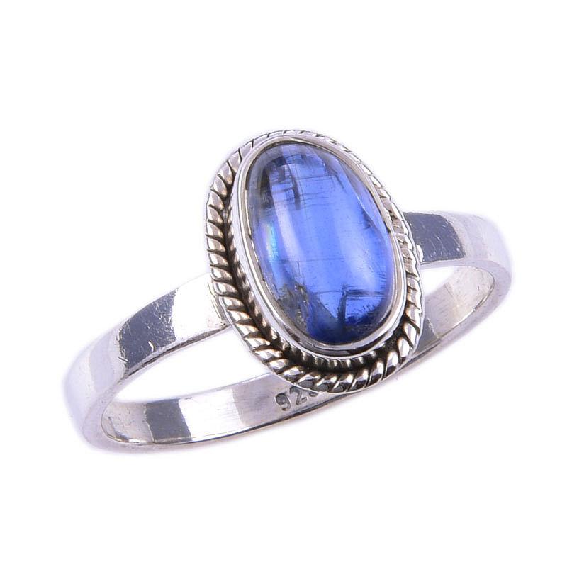 Кольцо из чистого серебра 925 пробы с натуральным кианитом, размер 8, h5w87