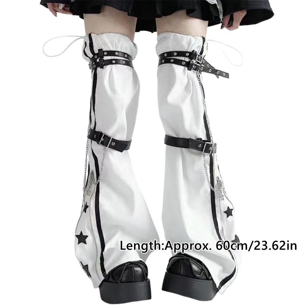 Y2k готические подвязки для ног регулируемые кожаные пряжки длинные носки креативные гетры