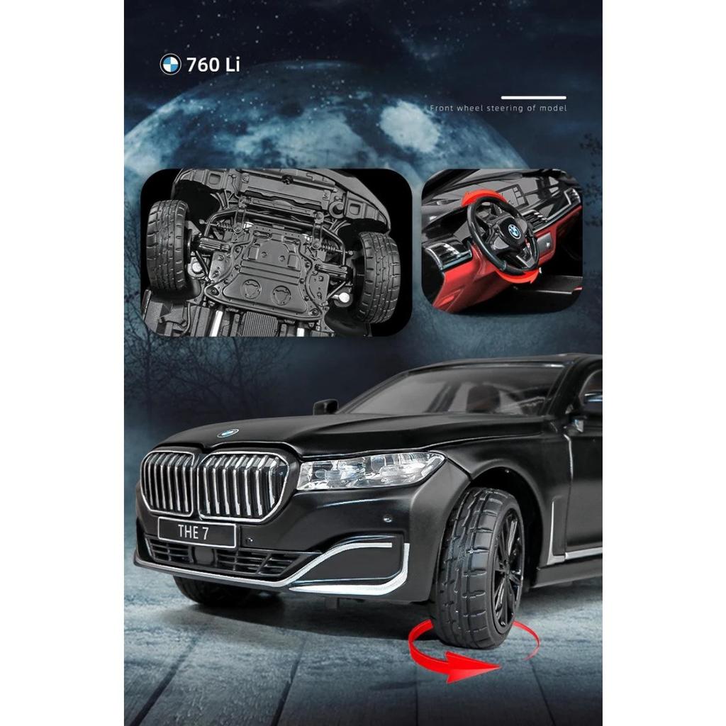 1/24 BMW THE 7 760Li Миниатюрная литая игрушечная машинка Модель 1:24 открывающиеся двери со звуком и светом, коллекция подарков для детей