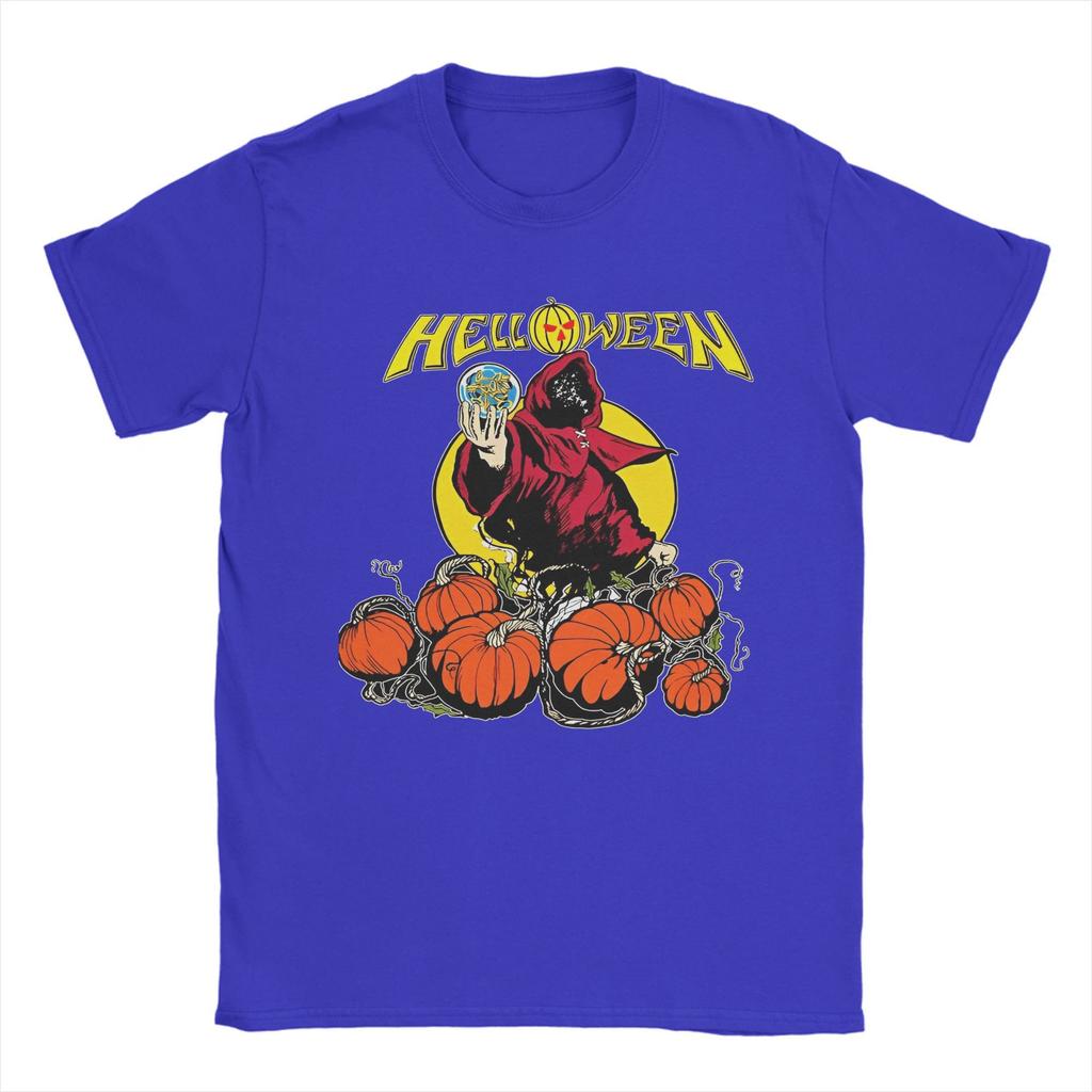 Футболка с изображением группы Heavy Metal Helloween, мужская хлопковая винтажная футболка с круглым вырезом, немецкая футболка Power Rock с коротким рукавом, одежда больших размеров