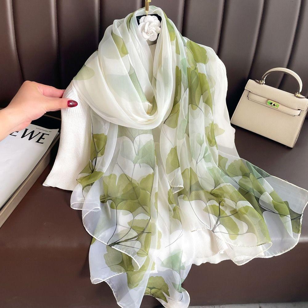 Elegant Women Hijab Shawls Luxury Wraps Long Thin Silk Scarf  Autumn