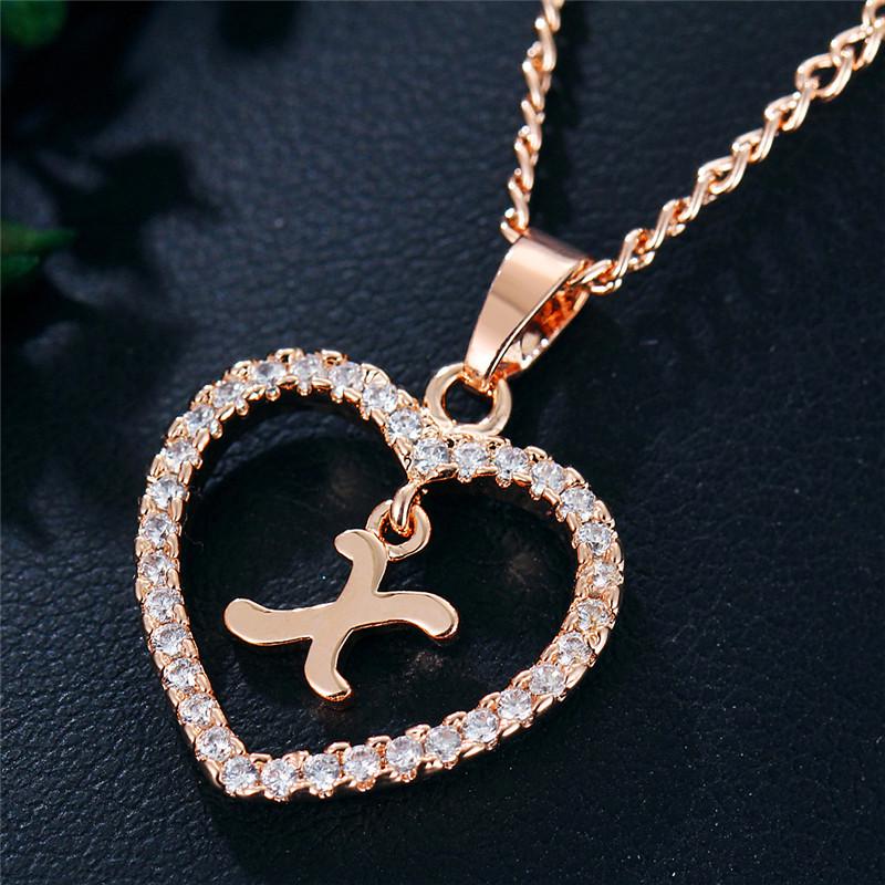 Charming Alphabet Elegant Pendant Initial Letter Simple Exquisite Love Heart Necklace Fashion DIY