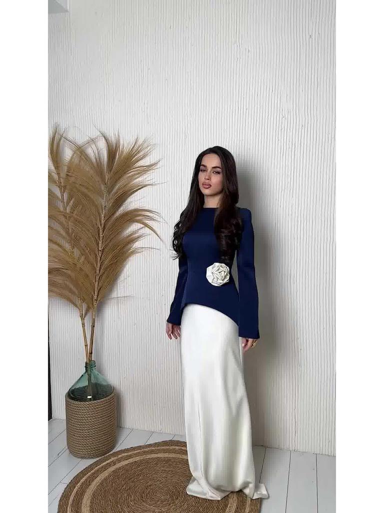 Элегантное женское шелковое летнее платье с длинным рукавом 2025