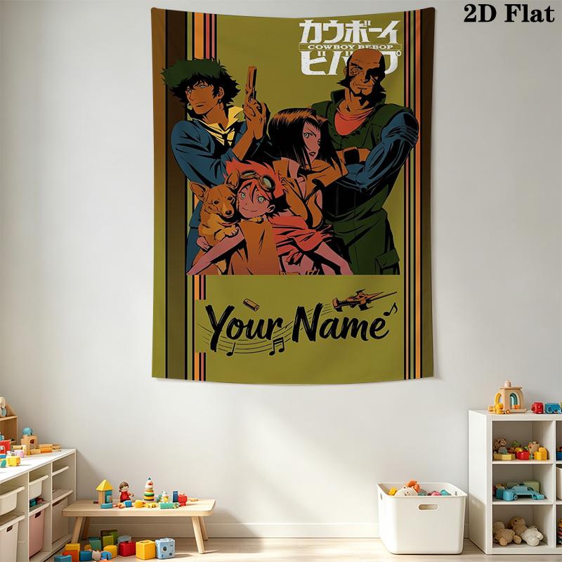 Name Custom CowboyBebop Wall Tapestry Aesthetic Wall Hanging Printed Fabric Blanket Decorative Tapestries for Bedroom Living Room Home Decor