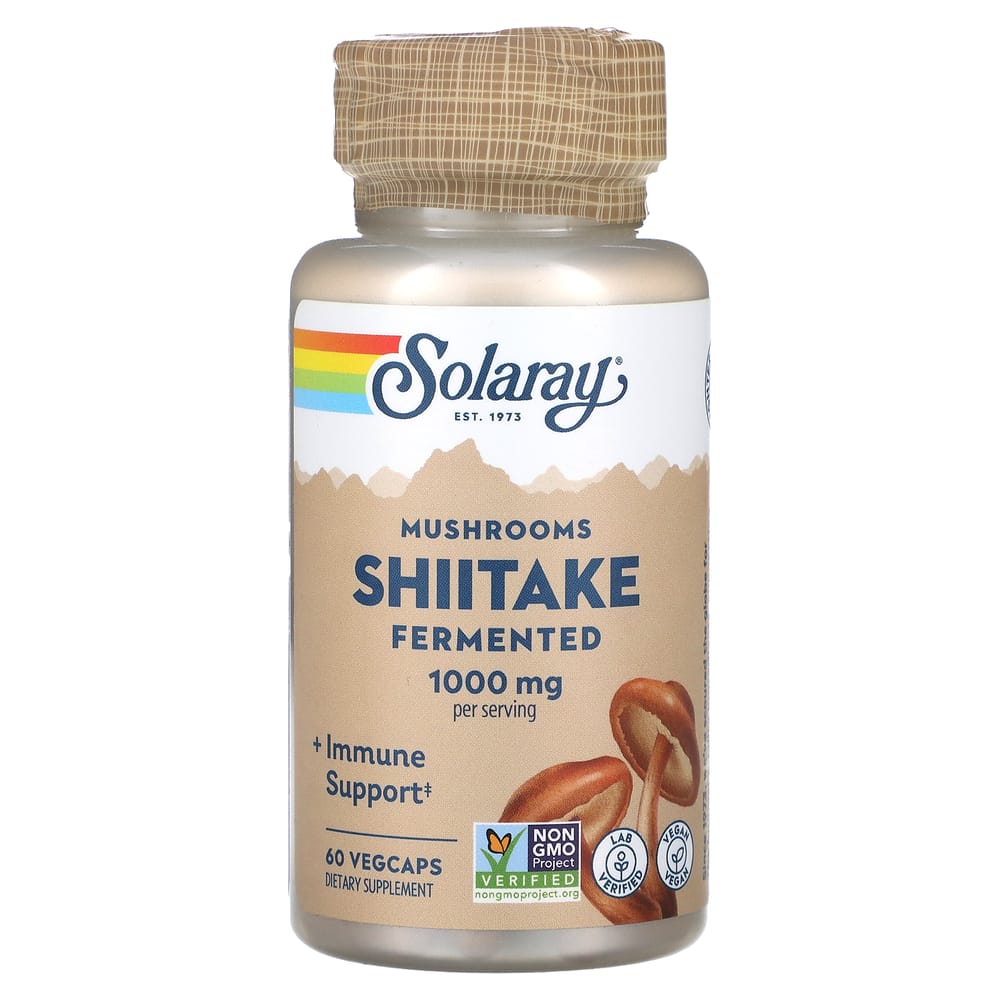 Solaray Fermented Shiitake Mushroom 1000mg Veggie Capsules, 60 Count