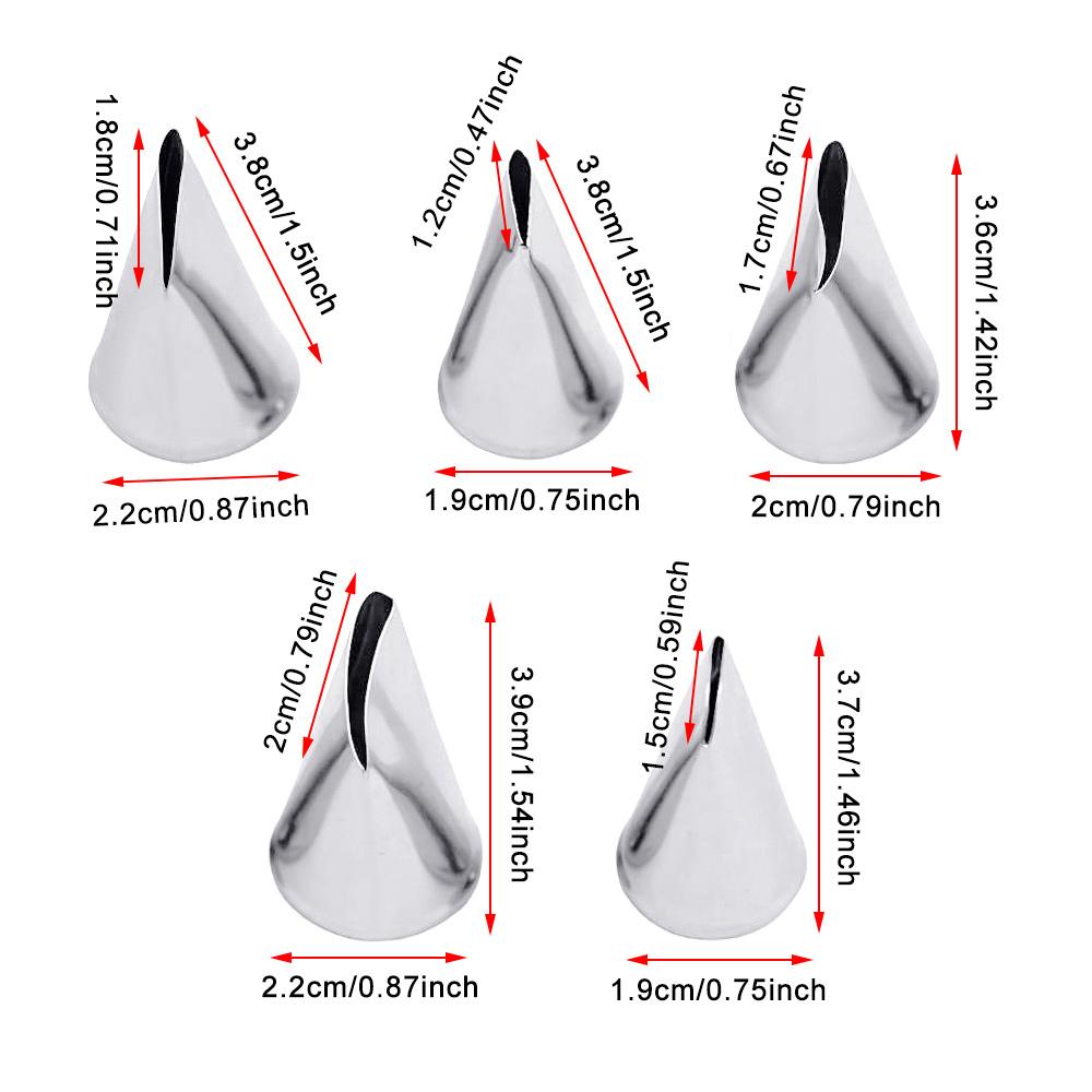 Насадки в виде листьев, насадки для труб из нержавеющей стали, насадки для кондитерских изделий, набор инструментов для украшения тортов из помадки, 5 шт.