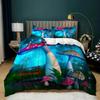Mushroom Duvet Cover King Queen Size Magic Forest Colorful Cute Psychedelic Mushrooms Polyester Bedding Set for Kids Multicolor