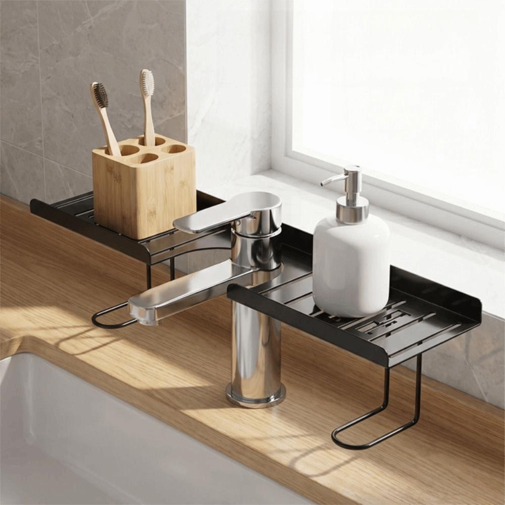 Vertical Bathroom Faucet Storage Rack No-Drilling Sink Counter Storage Rack Kitchen
