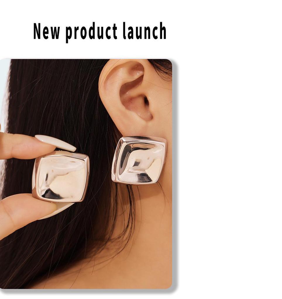 Винтажные геометрические квадратные вогнутые серьги из титановой стали с покрытием из золота 18 карат