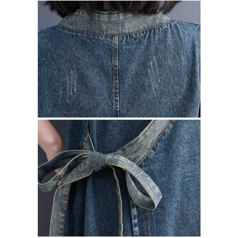 Летняя весна женская длинная одежда свободный пояс без рукавов джинсовые платья женские классические повседневные винтажные платья V-образный вырез юбка средней длины