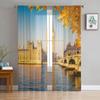 London Big Ben And Houses Sheer Curtains For Bedroom Living Room Tulle Curtains For Kitchen Window Voile Curtains