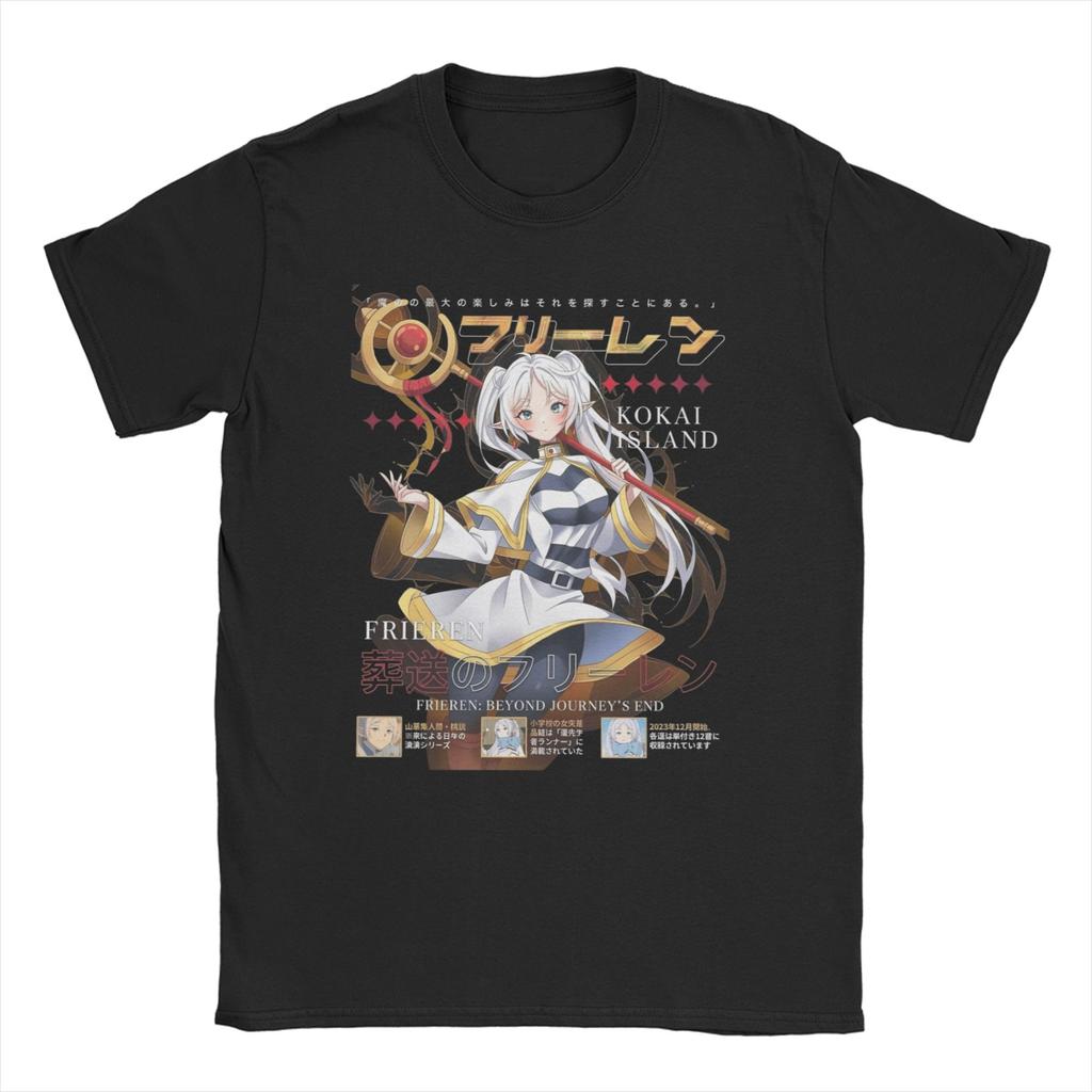 Frieren T Shirt for Unisex Women 100% Cotton Humorous T-Shirt Round Collar Tees Short Sleeve Clothes 4XL 5XL 6XL