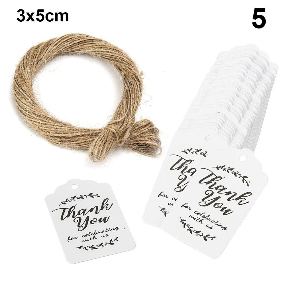100pcs Cards Wedding Party Luggage Handmade Thank you Hanging Label Jute Twine Kraft Gift Tags