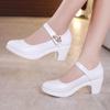 Plus Size 34-43 Block Heels Platform Shoes Women Pumps Black White Heels Mary Jane Shoes Ladies Wedding Shoes Bride