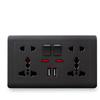 EU Standard Usb Socket Gray Embedded Panel 2.1A Dual USB Port AC 110-250V UK Wall Power Socket Universal 5 Hole Outlet