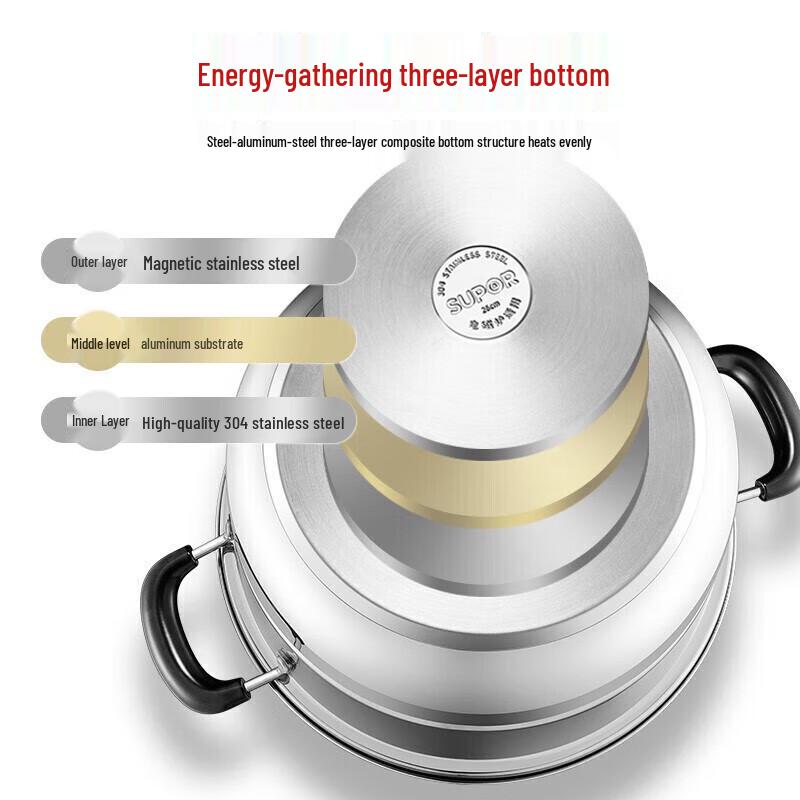 Supor 26cm Stainless Steel Double Layer Steamer Pot