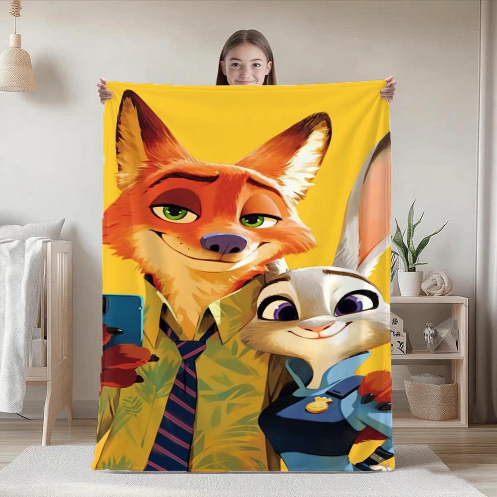 Kawaii J-Judy&N-Nick All Seasons and Blankets for Decorative Sofa Blanket New Year Bedspread on the Bed Furry Camping Anime Beds