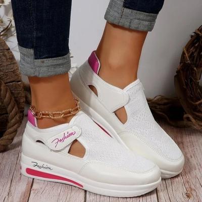 Высококачественная женская обувь из сетчатой ткани, женская вулканизированная обувь, модная повседневная обувь на платформе с круглым носком и большим размером