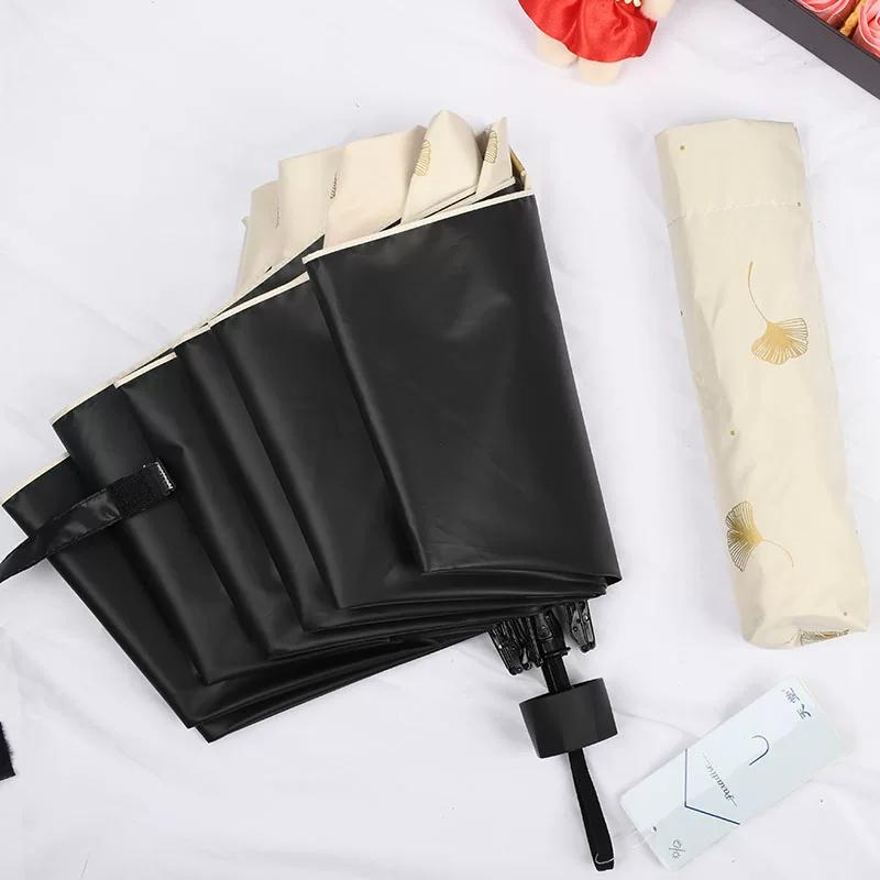 Paradise Umbrella Sun Protection UV Protection Umbrella Female Sun Umbrella Student Black Glue Three Folding Simple Dual-Use Sun Umbrella