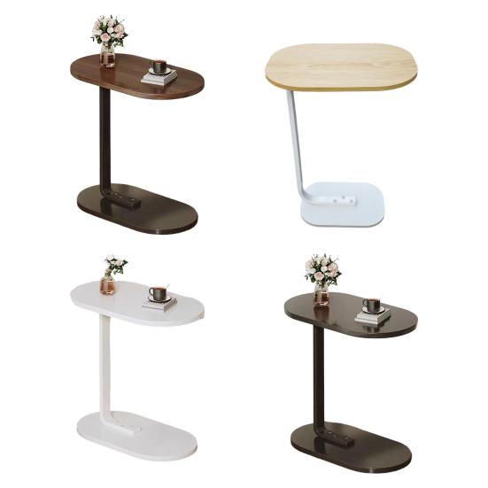 С-образный Приставной Столик Гостиная Спальня Уголок Офиса Металлический Каркас Кофейный Столик Прикроватная Тумбочка Современный Овальный Боковой Столик для Дивана Кушетки Маленькое Пространство