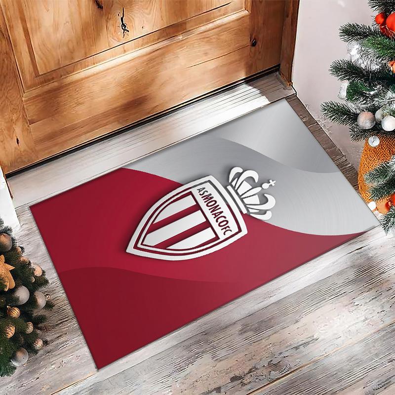 Monaco FC Soccer Football Pattern Soft Area Rug Non Slip Indoor Floor Carpet Sports Decor Mat for Bedroom