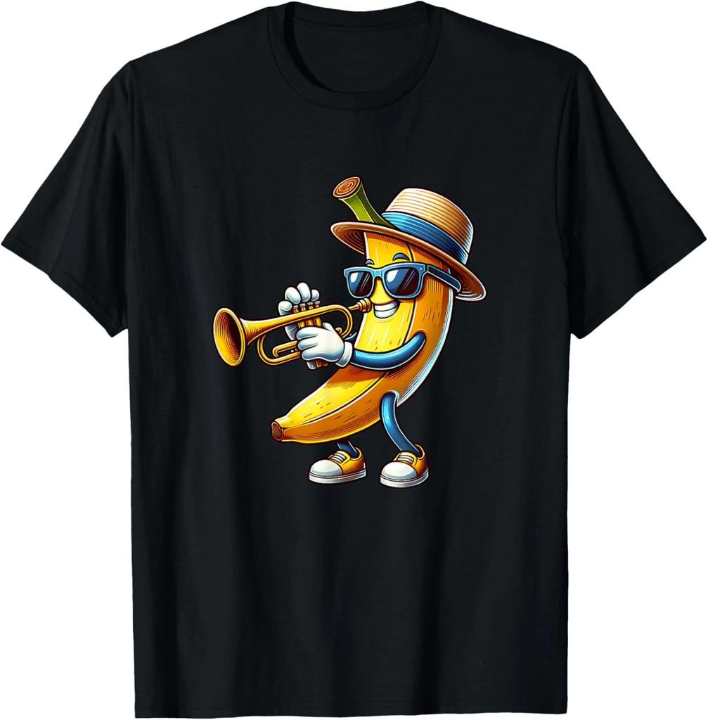 Cool Banana Playing Trumpet Musician Cartoon T shirt