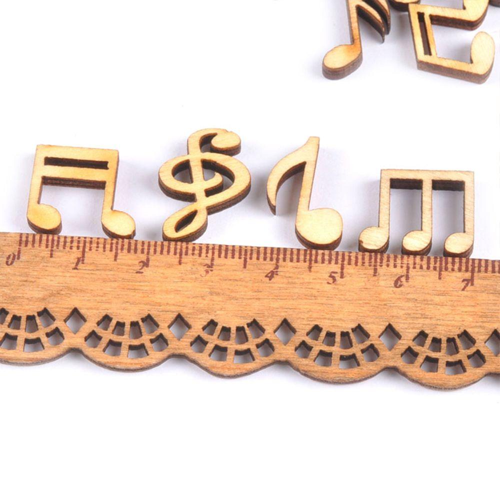 100Pcs Arts Card Making DIY Craft Natural Wood Scrapbooking Embellishment Music Notes Wooden