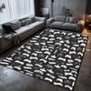 Gaming Theme Large Area Rug  Black White Game Controller Accessory Icon Pattern Carpet Floor Mat for Living Room Game Room