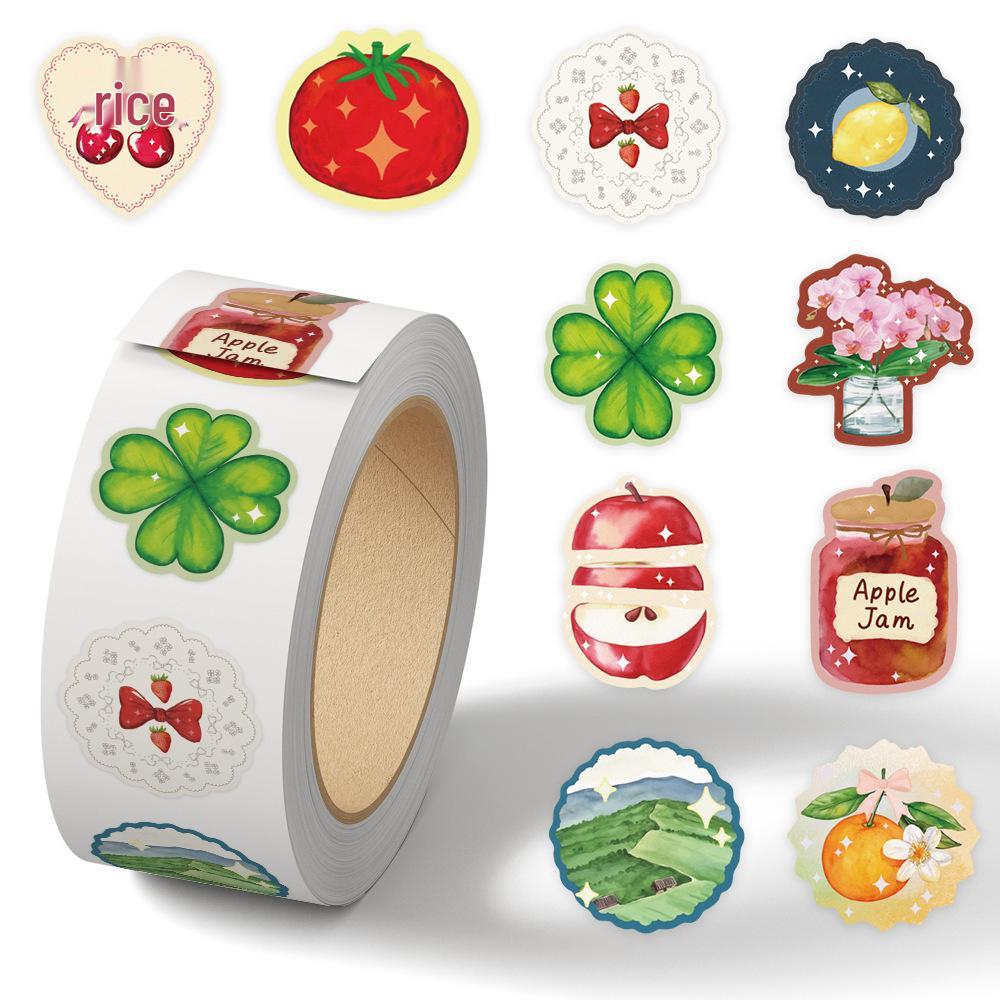 Cartoon Holiday Gift Sealing Stickers - 500 Self-Adhesive Journal Stickers per Roll