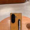 Электроокрашенный кожаный чехол Samsung Z Fold7 со подставкой и стилусом для Z Fold6/5/4/3