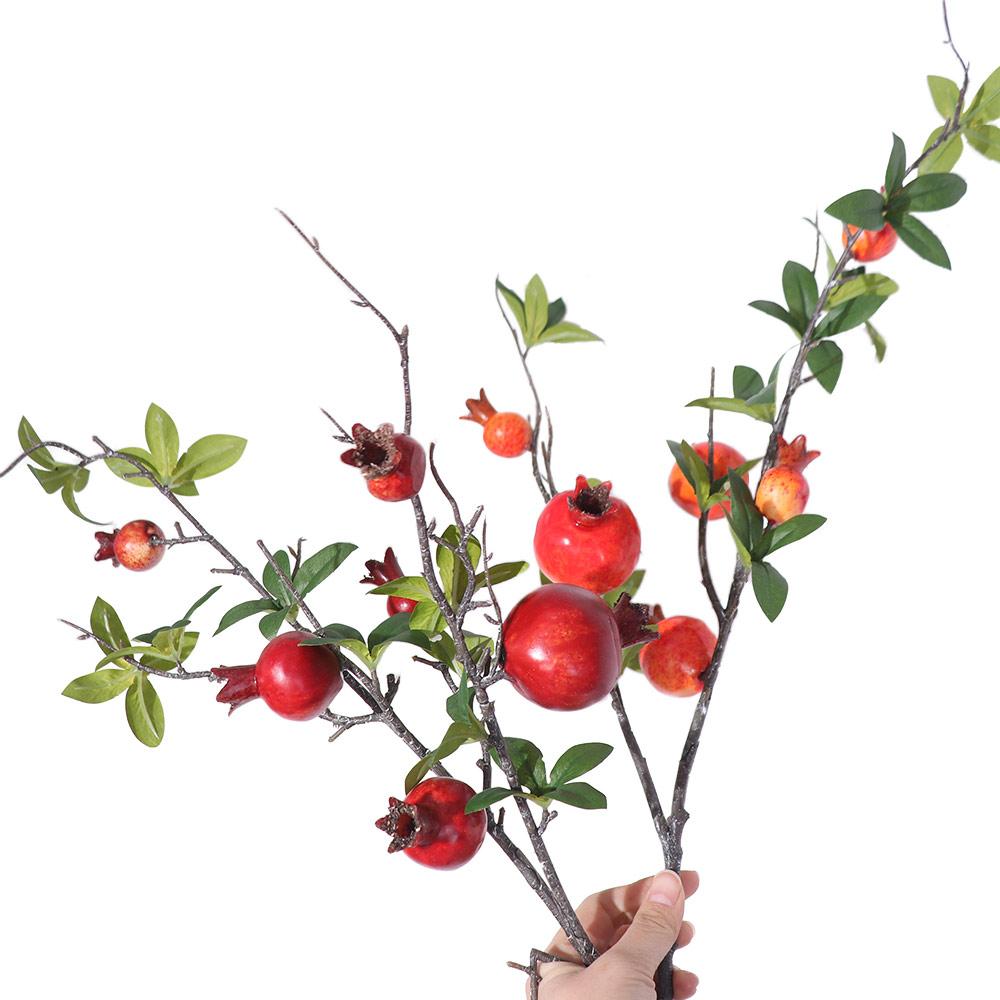 6-Fruit Artificial Pomegranate Branches Plastic Fake Plants Outdoor Garden Decoration