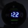 Двойное USB-зарядное устройство QC 3.0 Быстрая зарядка Водонепроницаемое со светодиодным вольтметром для автомобиля, лодки, яхты, квадроцикла, автодома Синий светодиод