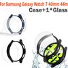 Glass+PC Case for Samsung Galaxy Watch 7 44mm 40mm PC Frame Protective Bumper Galaxy Watch FE Cover