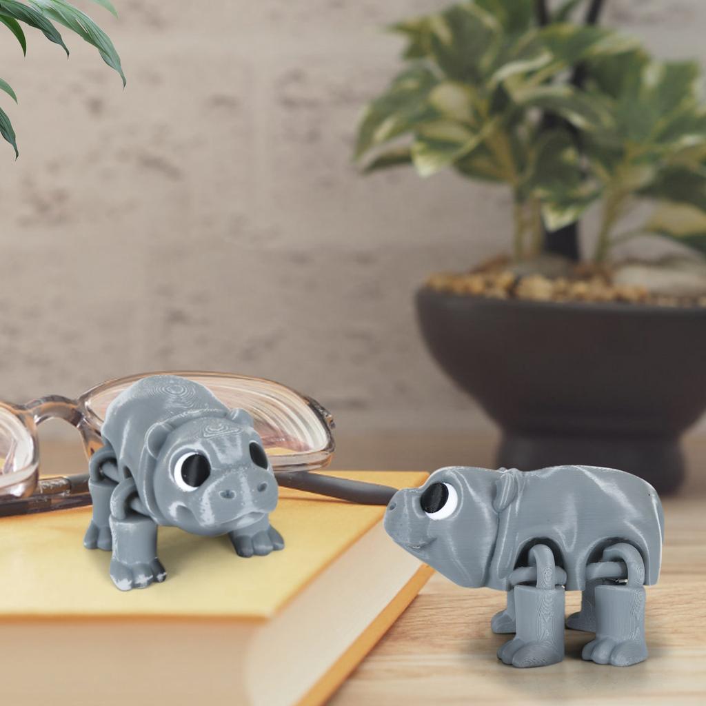 3D-печатная подвижная игрушка бегемот, бегемот с подвижными суставами, 3D-печатная игрушка-украшение бегемот, снятие стресса, подвижный бегемот