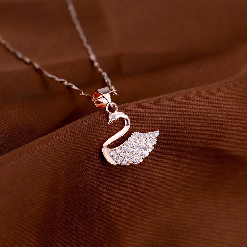 925 Sterling silver necklace pendant High quality Swan Fashion jewelry chains For Women Men Wedding Birthday Party GiftGood product