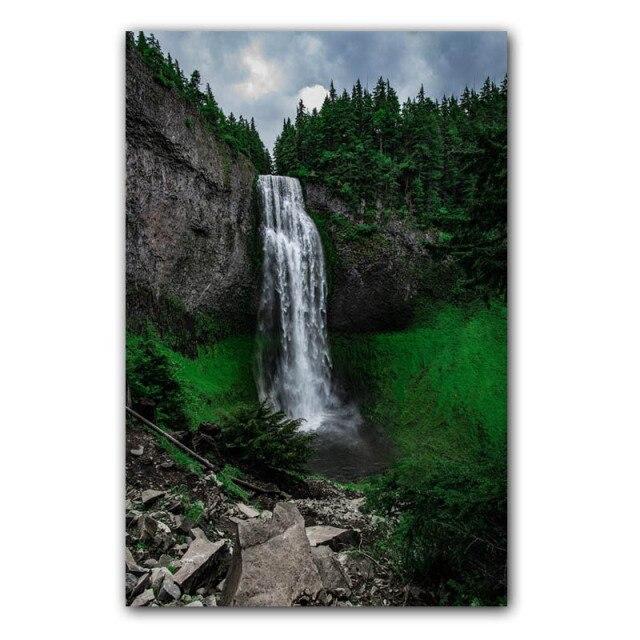 Пейзаж Картина Маслом Лес Водопад Река Красивая Природа Пейзажи Холст Картина Офис Коридор Украшение Дома Фреска Без Рамки