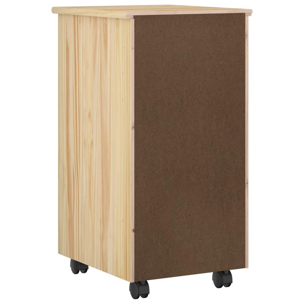 Mobile Storage Cabinet in Brown 34 x 39 x 65.5 cm Solid Pine Wood