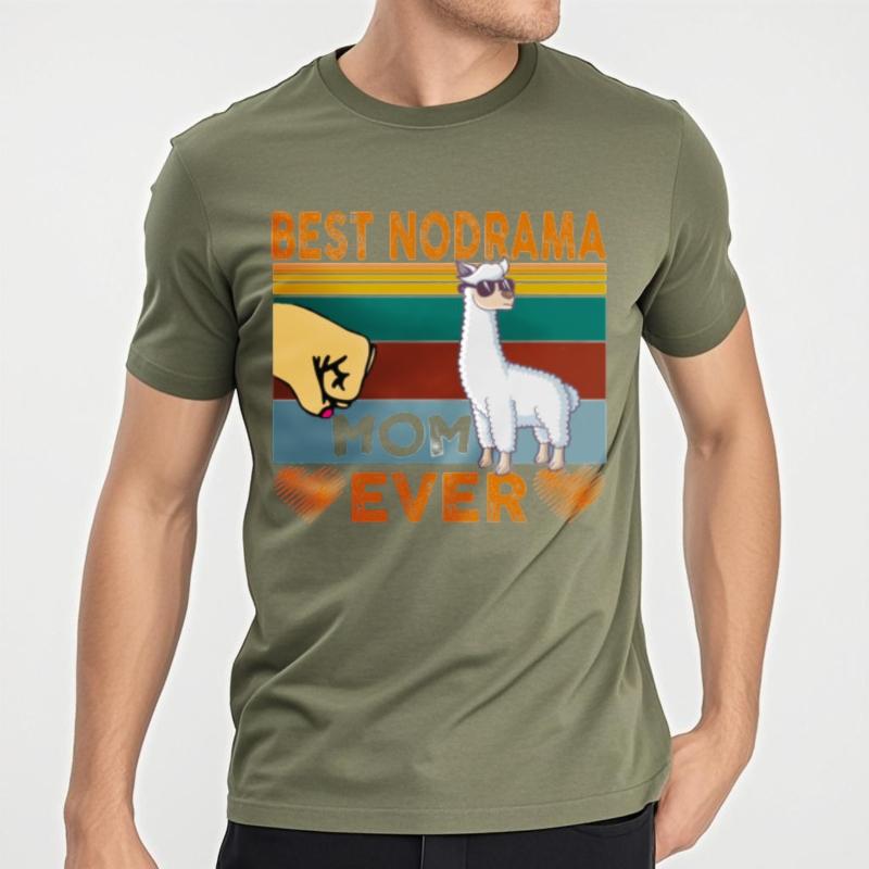 Breathable Tee Soft Unisex Round Neck tshirt Big size Best Nodrama Mom Ever Alpaca Design Stylish Women tops Quick Dry Shirt