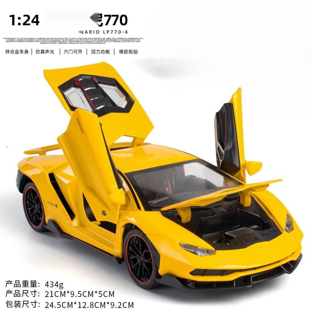 1:24 LP770-4 Alloy Sports Car Model Diecast Metal Toy Vehicles Car Collection High Simulation Sound Light Gift