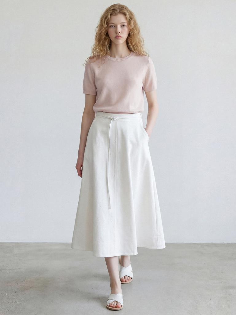 STAY WITH ME Merino Wool Short Sleeve Knit_Petal Pink