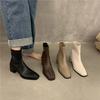 Spring Autumn Fashion Shoes Thick Soled Soft Leather Short Boots Square Toe Zipper Ladies Boot Casual Chelsea Boots Shoes Traf