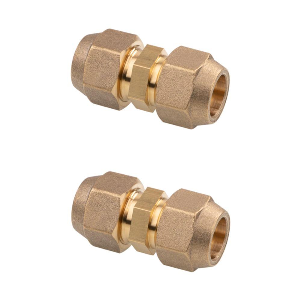 2 Pcs Brass AC Copper Pipe 1/4" Extension Connector Copper Pipe Quick Connector Copper Fittings