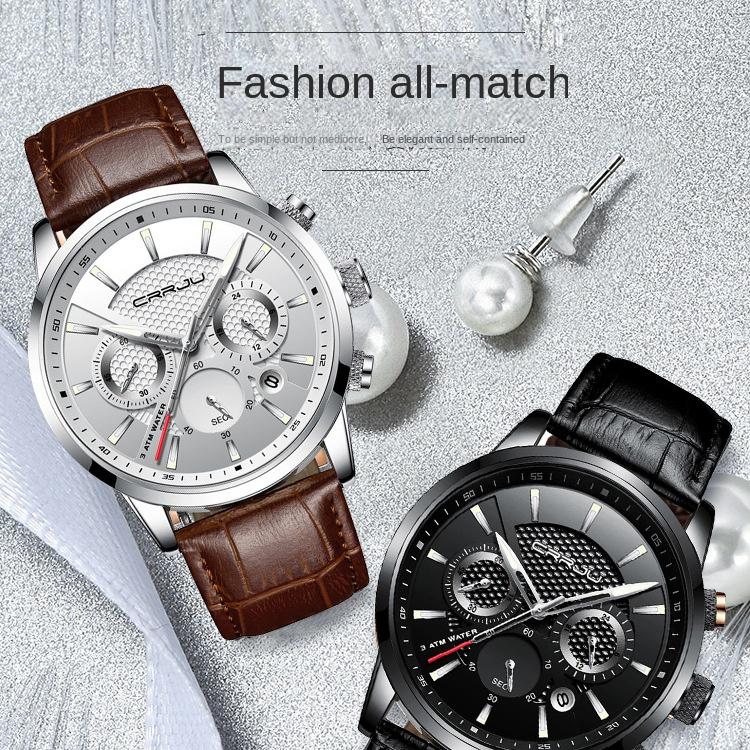 CRRJU-2212L Belt Six-pin Chronograph Watch Fashion Men's Watch Business Men's Watch